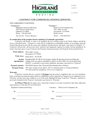 Contract for Commercial Roofing Highland Proposal Template