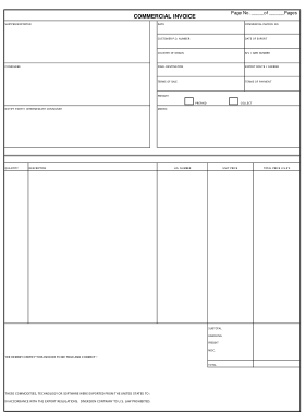 Fillable Commercial Sales Invoice Template