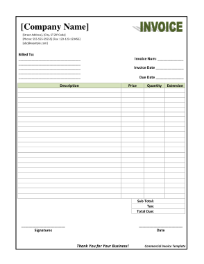 Word Commercial Invoice Template