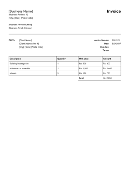 Construction Building Invoice Template