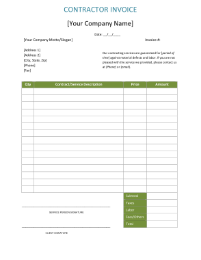 Free Download PDF Books, Construction Contractor Invoice Template