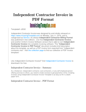 Free Download PDF Books, Independent Contract Invoice Template