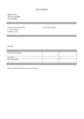 Contractor Tax Invoice in Doc Template