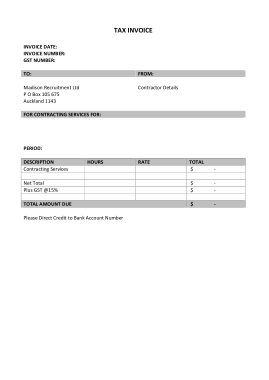 Contractor Tax Invoice Sample Template