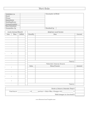 Contractor Work Order Invoice Template