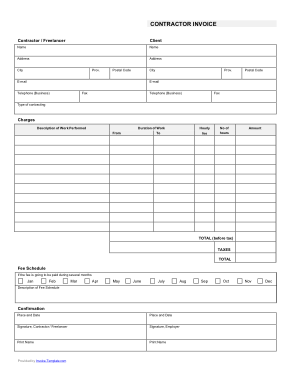 Free Printable Contractor Invoice Free Template