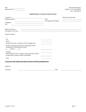 Independent Contractor Billing Template