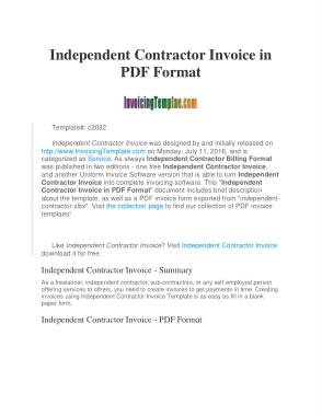 Independent Contractor Invoice Form Template
