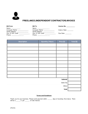 Independent Contractor Receipt Invoice Sample Template