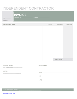 Independent Contractor Receipt Sample Template
