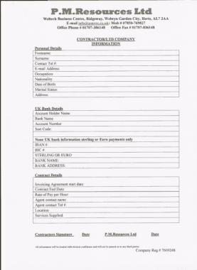 Self Employed Contractor Invoice Template