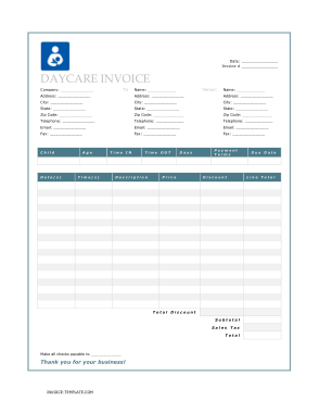 Daycare Monthly Invoice Template