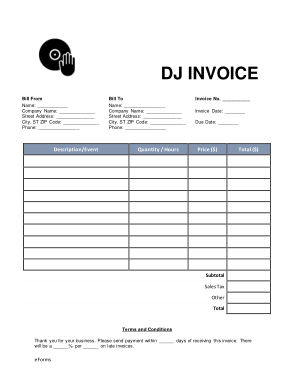 Sample DJ Invoice Sample Template