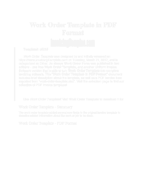 Electrical Work Order Template