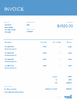 Simple Electrical Work Invoice Template