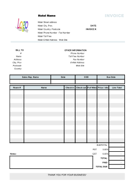 Free Download PDF Books, Blank Hotel Invoice Template