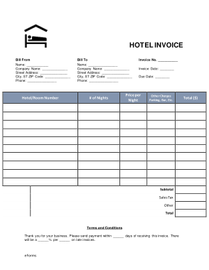 Free Download PDF Books, Hotel Invoice Sample Template