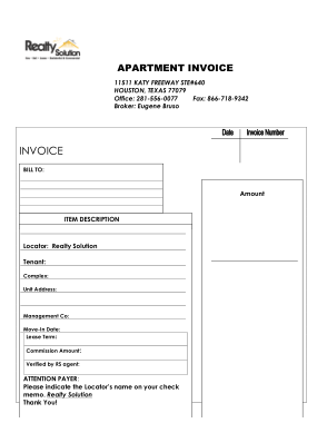 Apartment Invoice Template