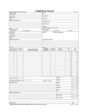 Draft Commerical Invoice Template