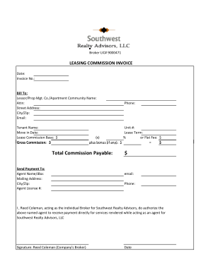Free Download PDF Books, Lease Commission Invoice Template