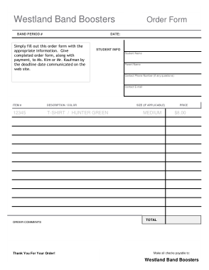 Order Form Invoice Sample Template