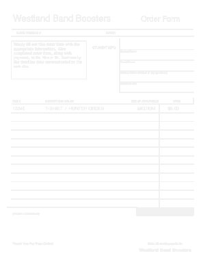Printable Order Form Invoice Sample Template