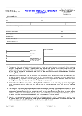 Wedding Photography Agreement and Receipt Template