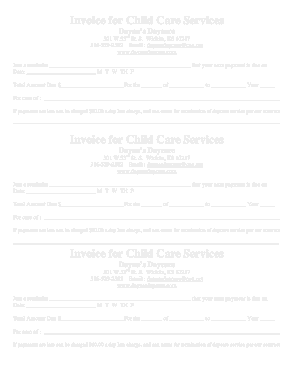 Invoice for Child Care Services Template