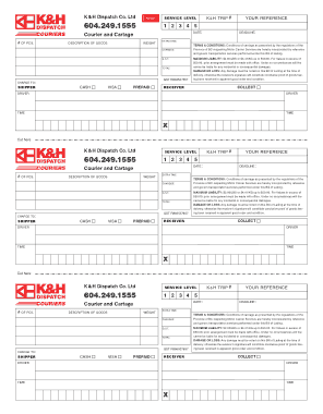 KH Courier Service Bill Sample Template