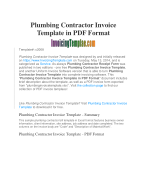Plumbing Invoice Sample Template