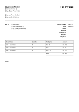 Sales Tax Invoice Template