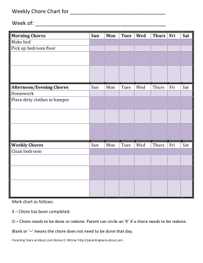 Chore Chart for Adults Template