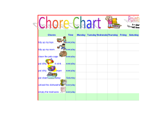 Free Download PDF Books, Chore Chart for Teens Template