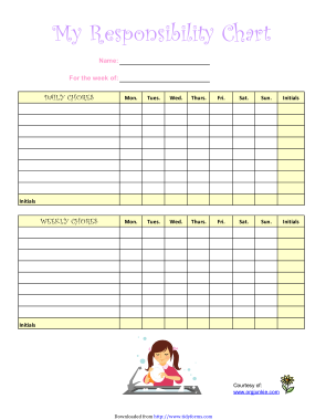 My Responsibility Chore Chart Template