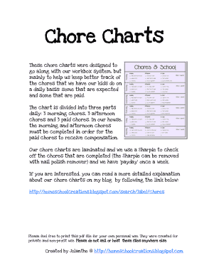 Printable Weekly Chore Charts for Kids Template
