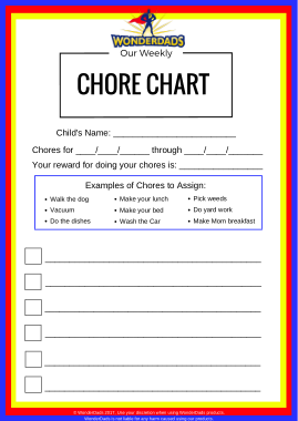 Weekly Chore Chart Sample Template