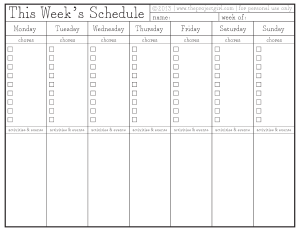 Weekly Chore Chart Schedule Template