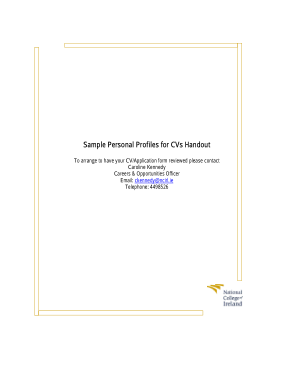 Sample Personal Profiles For CV Template