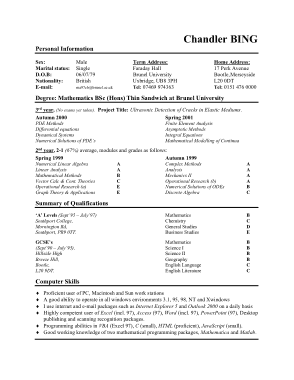 Chandler Student CV Example Template