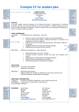 Free Download PDF Books, Example Student CV Template