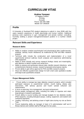 Student CV Sample Format