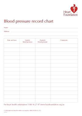 Record Blood Pressure Chart Sample Template