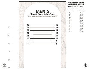 Shoe Size Chart Sample Template