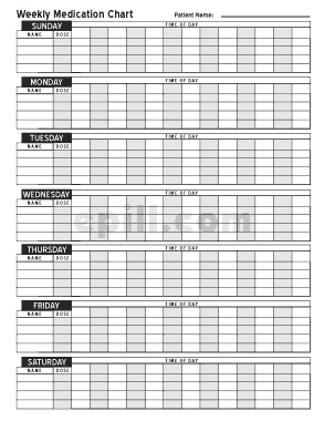 Weekly Medication Time Sample Template