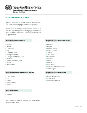 Free Download PDF Books, Potassium Rich Foods Chart USDA Template