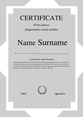 Certificate of Excellence Sample Template