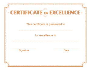 Certificate of Excellences Template