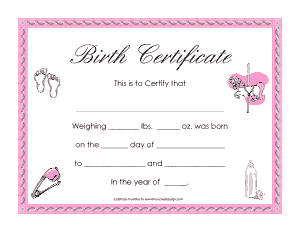 Free Download PDF Books, Printable Birth Certificate Template