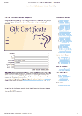 Free Download PDF Books, Hair Salon Gift Certificate Template