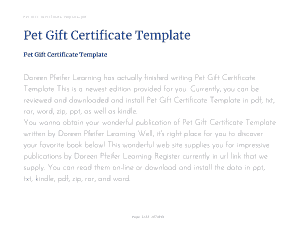 Free Download PDF Books, Pet Gift Certificate Template